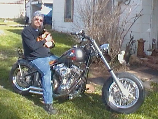 Joe Davis, dog and home built bob.